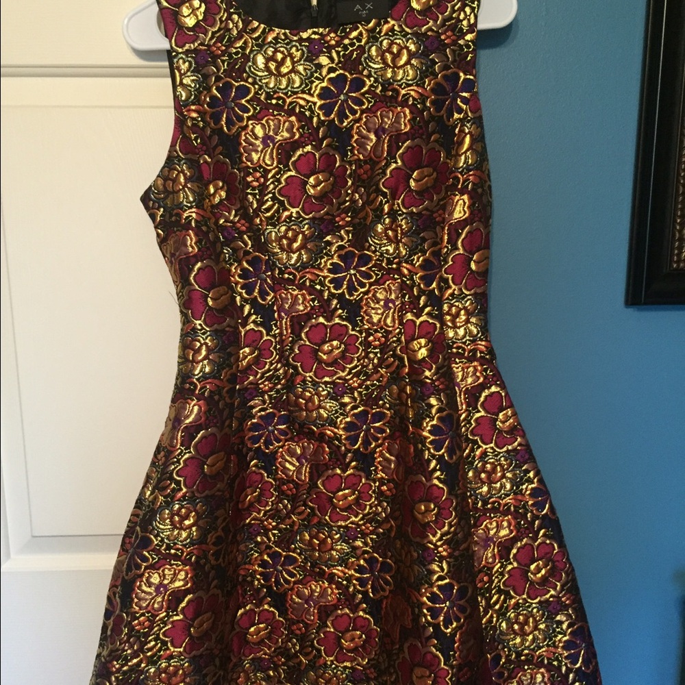 AX Paris Gold and Purple Floral Mini Dress